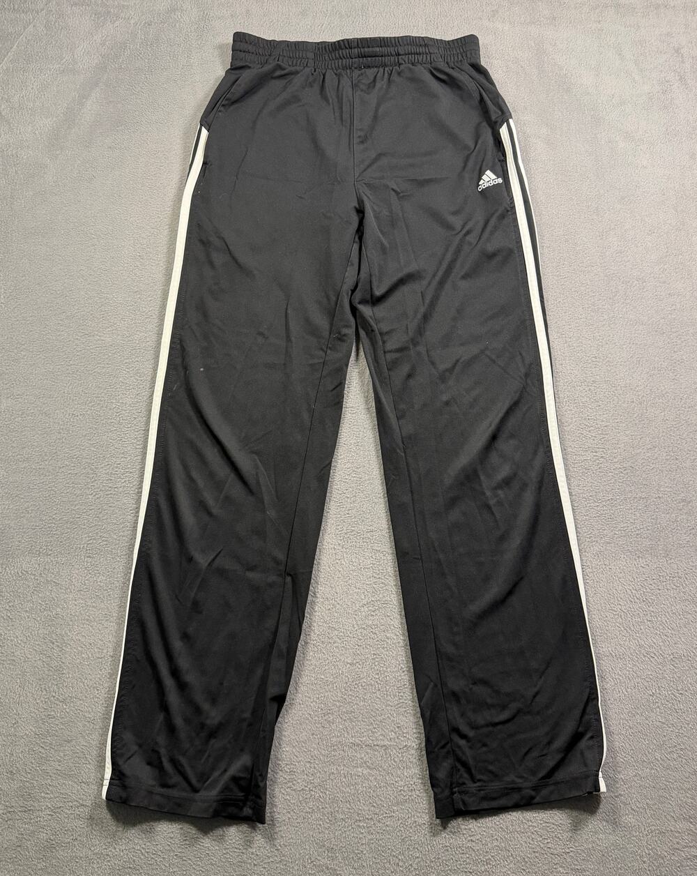 Adidas Essentials 3 Stripes Tricot Track Pants Men Large Black Open Hem Jogger‎